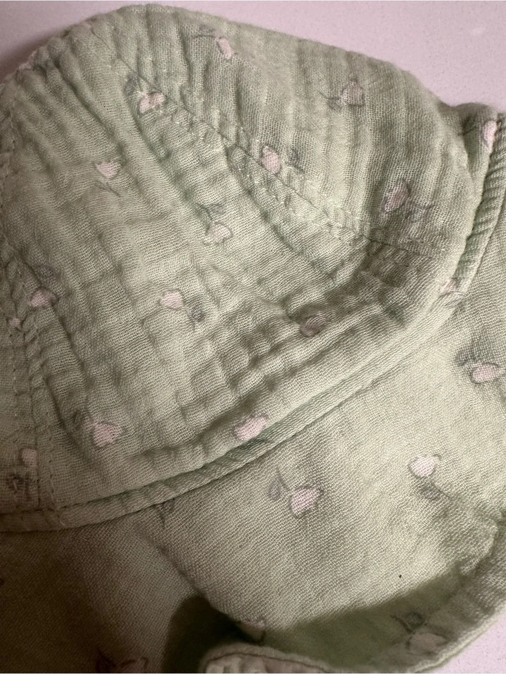 Carter's Mint Green Newborn Bucket Hat with White Flower Print